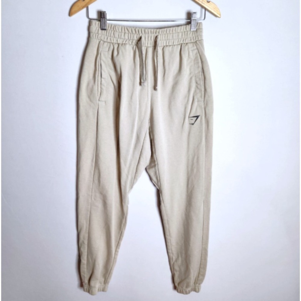Gymshark Women's Loungewear Jogger Sweat Pants size XS Cream Tan‎ Drawstring